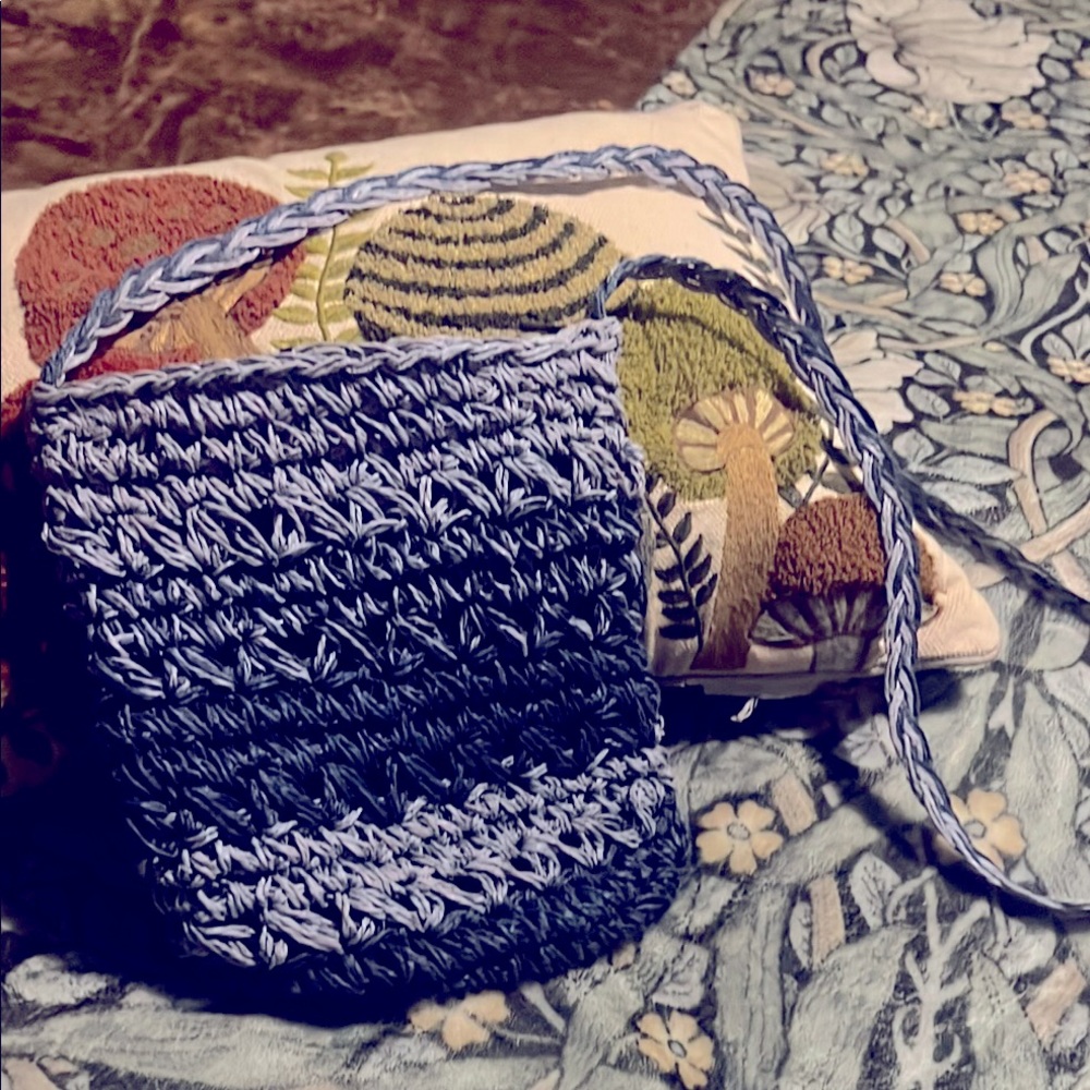 Handcrafted Blue Tones Wicker Crossbody purse